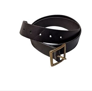 Gap Brown Leather Belt Bronze Buckle size 34 Preppy Classic Neutral